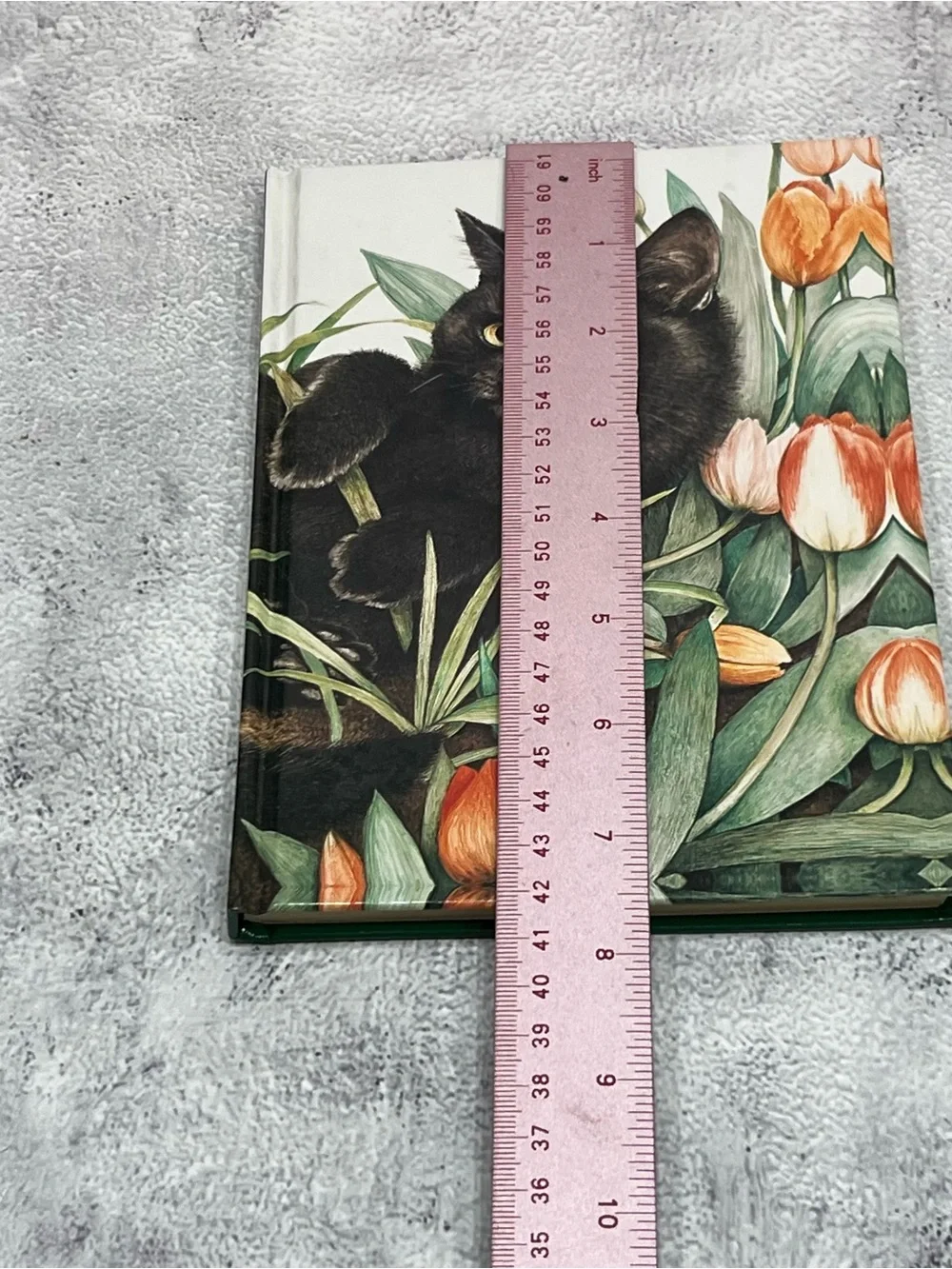 Vintage 1980s Black Cat Floral Hard Cover Notebook Lined Journal NEW Retro Art